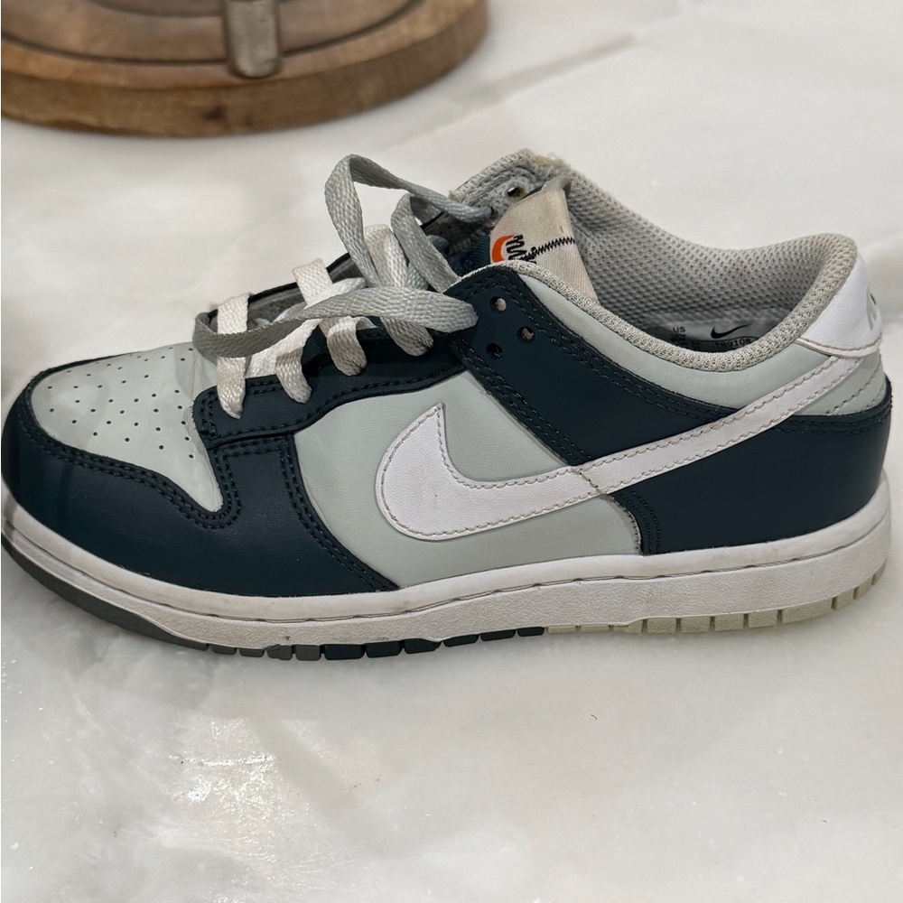Nike Dunk Low Kids Sneakers Dark Teal Green Gray White Size 1Y - Picture 2 of 5